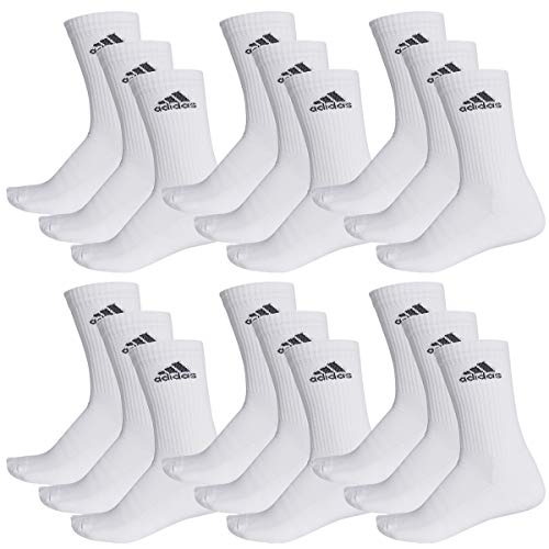 adidas CUSHIONED CREW Tennissocken Sportsocken Damen Herren Unisex 18 Paar, Farbe:White, Socken & Strümpfe:40-42 von adidas