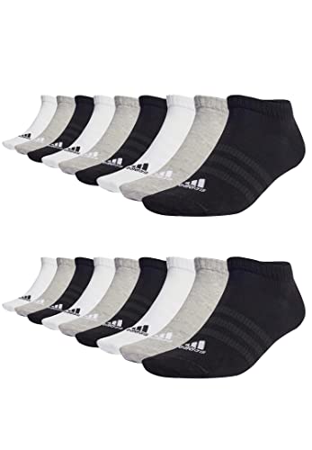 adidas 18 Paar Sportswear Low Cut Sneaker Socken Unisex Kurzsocke, Farbe:White/Grey Heather/Black, Socken & Strümpfe:40-42 von adidas