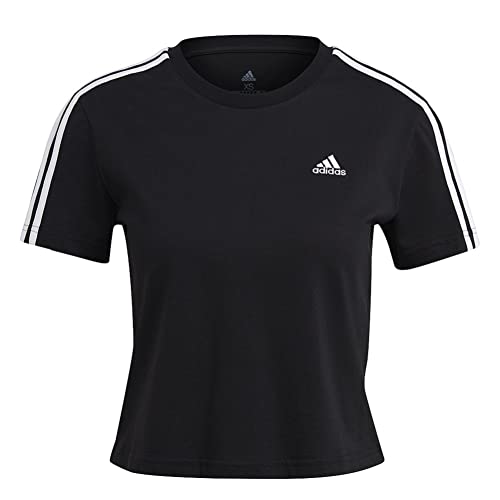 adidas 3 Stripes Crop Women Shirt (M, Black/White) von adidas