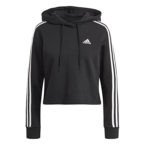 adidas 3 Stripes Cropped Women Hoody (L, Black/White) von adidas