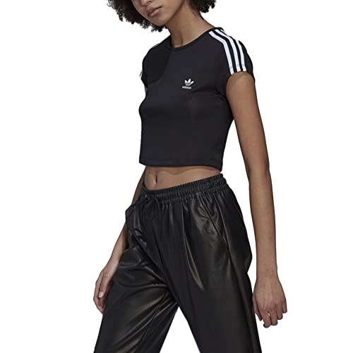 adidas 3 Stripes Cropped Women Shirt (30, Black) von adidas