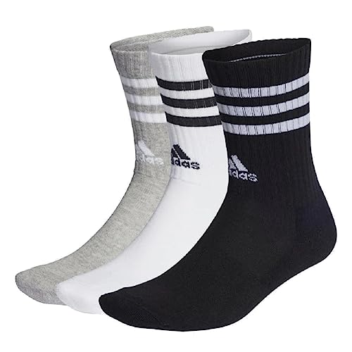 adidas 3 Stripes Mid Cut Socks Socken 3er Pack, Multi, Größe 43-45 von adidas