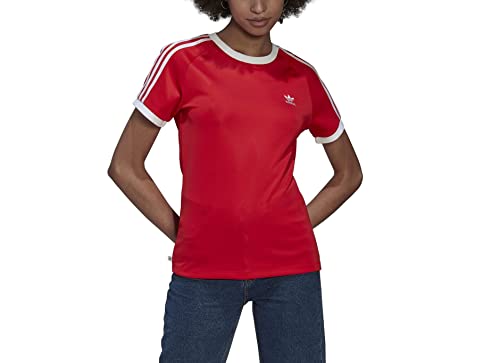 adidas 3 Stripes Slim Women Shirt (34, red) von adidas