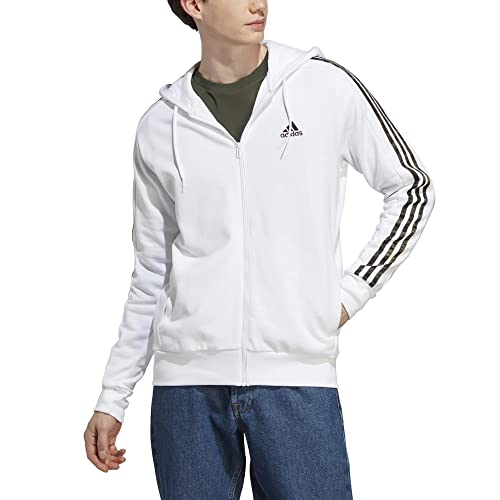 adidas 3 Stripes Zip Hoody Kapuzenjacke (L, White/Olive) von adidas