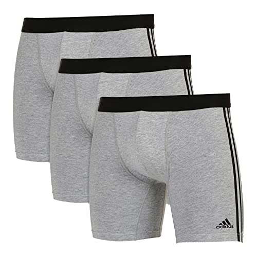 adidas 3er Pack Herren Unterhose Boxer Brief Active Flex Cotton 3-Stripes 3er Pack, Farbe:Grau, Größe:M, Artikel:-202 Grey Melange von adidas