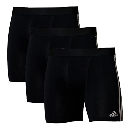 adidas 3er Pack Herren Unterhose Boxer Brief Active Flex Cotton 3-Stripes 3er Pack, Farbe:Schwarz, Größe:2XL, Artikel:-000 Black von adidas