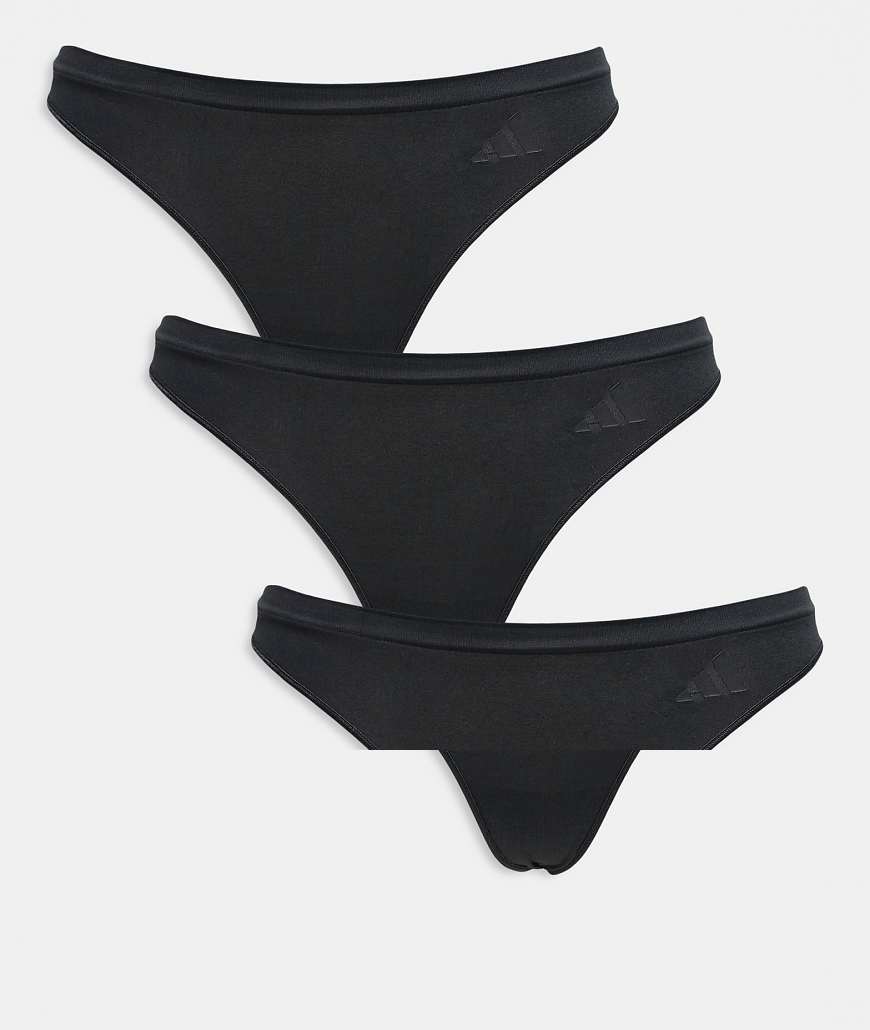 adidas - 3er-Pack nahtlose Tangas in Schwarz von adidas