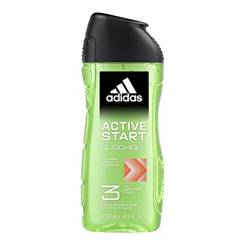 adidas 3in1 Active Start Duschgel für ihn, mit aromatisch-würzigem Duft, 250 ml von adidas