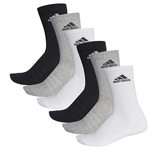 adidas CUSHIONED CREW Tennissocken Sportsocken Damen Herren Unisex 6 Paar, Farbe:032 - grey melange, Socken & Strümpfe:40-42 von adidas