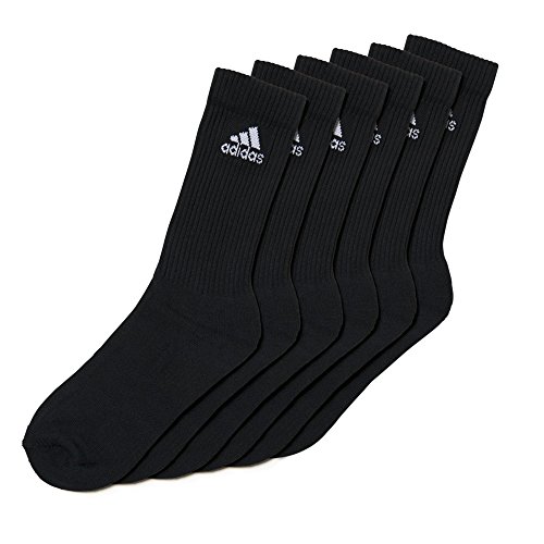 adidas CUSHIONED CREW Tennissocken Sportsocken Damen Herren Unisex 6 Paar, Farbe:Black, Socken & Strümpfe:46-48 von adidas