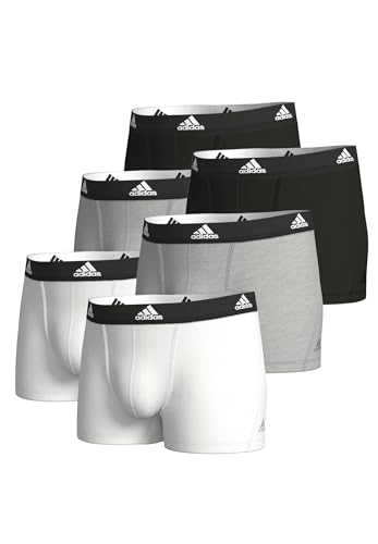 adidas 6er Pack Basic Trunk Men Herren Unterhose Shorts Unterwäsche 6er Pack, Farbe:Black/White/Grey, Bekleidungsgröße:S von adidas