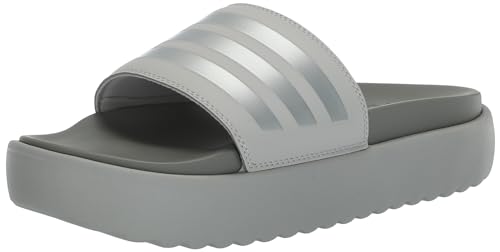 adidas Damen Adilette Plateau Slide Sandale, Grau/Silber Metallic/Solid Grey von adidas
