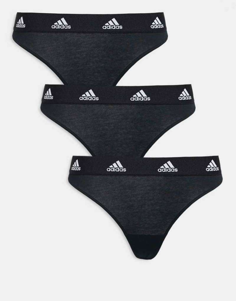 adidas - Active Comfort Cotton - 3er-Pack String-Tangas in Schwarz von adidas