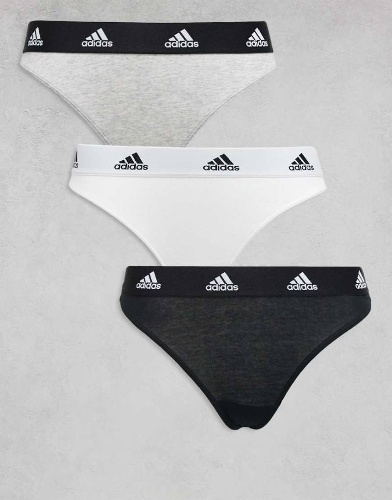 adidas - Active Comfort Cotton - Tangas in Schwarz, Grau und Weiß im 3er-Pack-Bunt von adidas