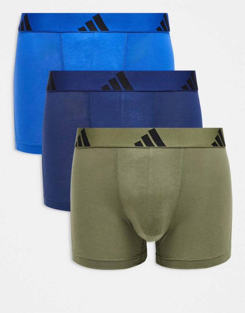 adidas - Active Flex - 3er-Pack Baumwoll-Unterhosen in Marineblau, Khaki und Blau-Bunt von adidas