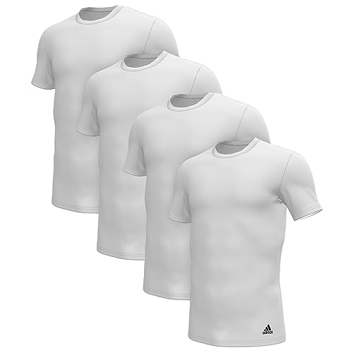 adidas - Active Flex Cotton 3 Stripes - Unterhemd/Shirt Kurzarm - 4er Pack (M Weiß) von adidas