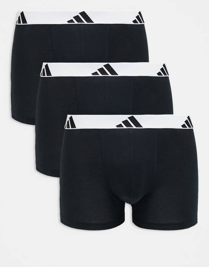 adidas - Active Flex Cotton - 3er-Pack Unterhose aus Baumwolle in Schwarz mit Kontrastbund von adidas