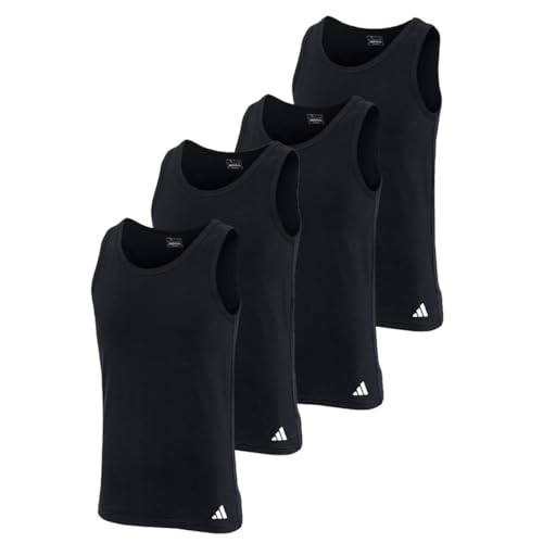 adidas Herren Unterhemd Tank Top Baumwolle Sportswear 4er Pack, Farbe:Black, Bekleidungsgröße:L von adidas