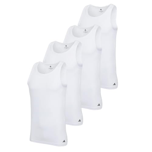 adidas Herren Unterhemd Tank Top Baumwolle Sportswear 4er Pack, Farbe:White, Bekleidungsgröße:L von adidas