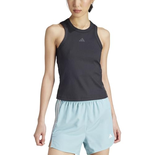 adidas Women's All Gym Seasonal Rib Tight Fit Tonal 3-Streifen Tanktop Black L von adidas