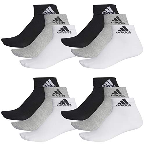 adidas Ankle/Quarter Socken Unisex Kurzsocke Knöchelsocke 12 Paar, Farbe:803 - grey/white/black, Socken & Strümpfe:37-39 von adidas