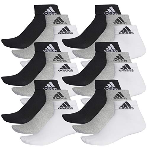 adidas Ankle/Quarter Socken Unisex Kurzsocke Knöchelsocke 18 Paar, Farbe:803 - grey/white/black, Socken & Strümpfe:37-39 von adidas