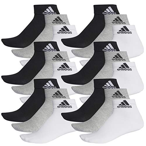 adidas Ankle/Quarter Socken Unisex Kurzsocke Knöchelsocke 18 Paar, Farbe:803 - grey/white/black, Socken & Strümpfe:40-42 von adidas