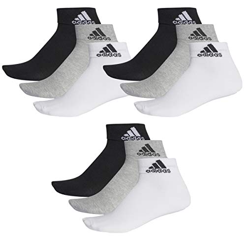adidas Ankle/Quarter Socken Unisex Kurzsocke Knöchelsocke 9 Paar, Farbe:803 - grey/white/black, Socken & Strümpfe:43-45 von adidas