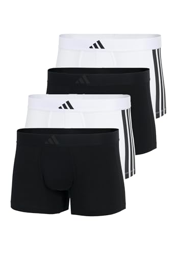adidas Basic Boxer Trunk Men Herren Unterhose Shorts Unterwäsche 4er Pack, Farbe:White/Black, Bekleidungsgröße:L von adidas