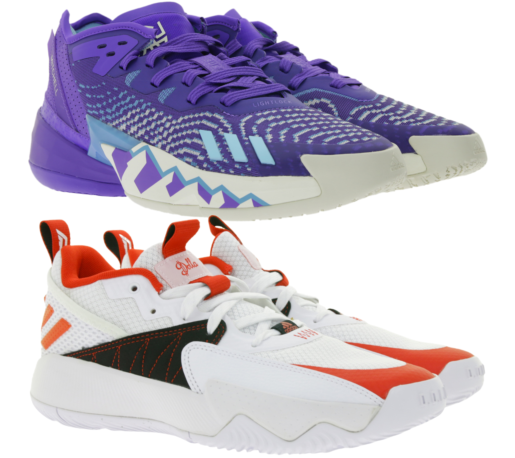 adidas Basketball-Schuhe nachhaltige Hallen-Schuhe Sneaker HR0710 Donovan Mitchell D.O.N. Issue 4 in Lila/Blau/Beige oder GY8965 Damian Lillards Certified Extply 2.0 in Weiß/Rot/Schwarz von adidas