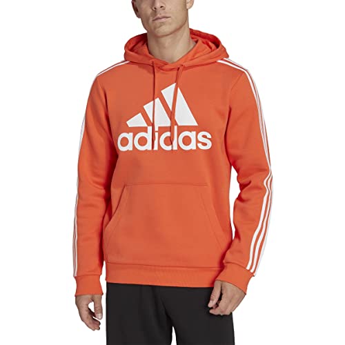 adidas Big & Tall Essentials Fleece 3-Stripes Hoodie Semi Impact Orange/White 3XL Tall von adidas