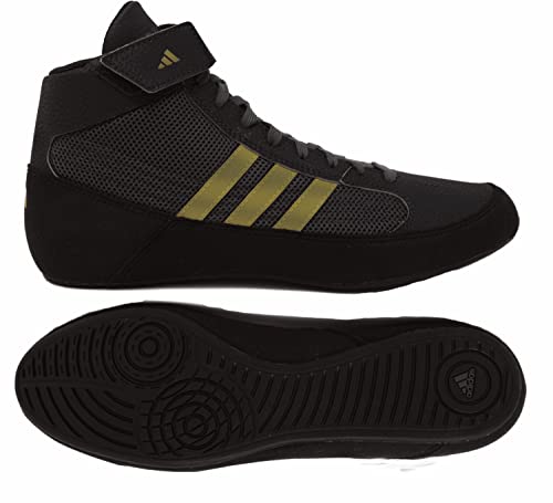 adidas Boy's HVC Wrestling Shoe, Black/Charcoal/Metallic Gold, 5 Big Kid von adidas