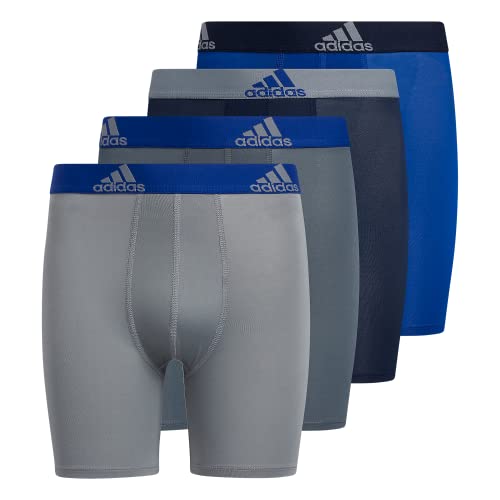 adidas Boys' Kids Performance Long Boxer Briefs Underwear (4-Pack), Collegiate Royal Blue/Grey/Collegiate Navy, Large von adidas