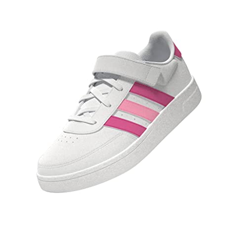 adidas Breaknet Lifestyle Court Elastic Lace and Strap Sneaker, FTWR White/Lucid Fuchsia/Beam pink, 30 EU von adidas