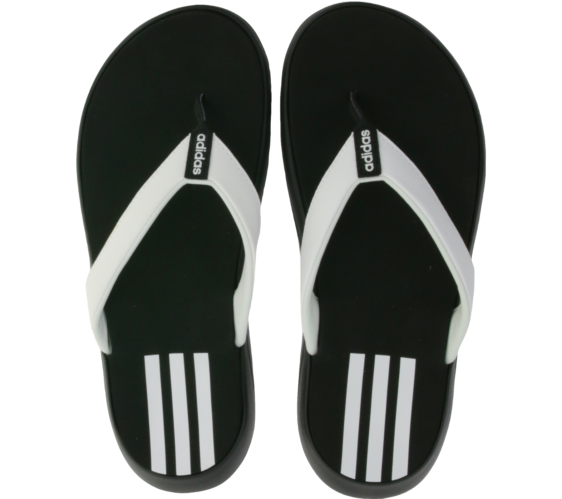 adidas COMFORT Sommer-Sandalen zeitlose Zehen-Trenner mit weißen Akzenten Badelatschen EG2065 Schwarz/Weiß von adidas