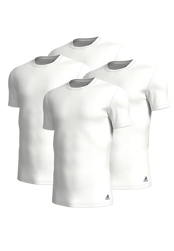 adidas Crew Neck T-Shirt Herren Unterhemd Rund Ausschnitt langlebig 4 er Pack, Farbe:White, Bekleidungsgröße:XXL von adidas