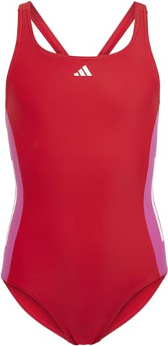 ADIDAS Girl's Cut 3S Suit Swimsuit, Better Scarlet/Lucid Fuchsia/White, 13-14 Years von adidas