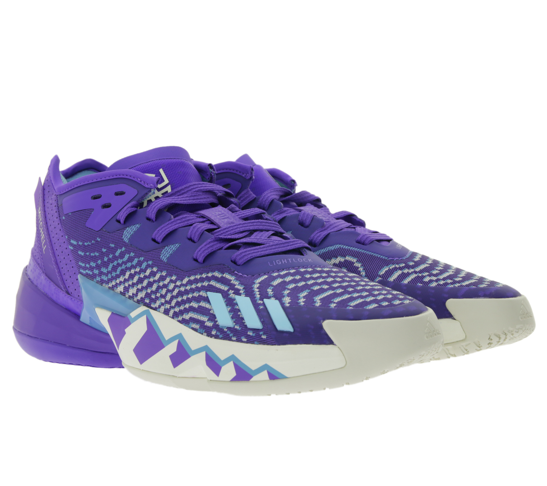 adidas D.O.N. Issue 4 Basketball-Schuhe nachhaltige Donovan Mitchell Style Hallen-Schuhe mit Bounce Sohle HR0710 Lila, Blau, Beige von adidas