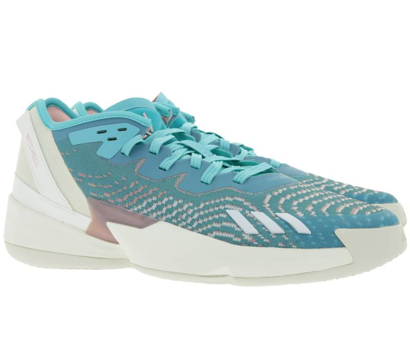 adidas D.O.N. Issue 4 Basketball-Schuhe nachhaltige Donovan Mitchell Style Hallen-Schuhe mit Bounce Sohle HR0718 Türkis/Weiß/Blau von adidas