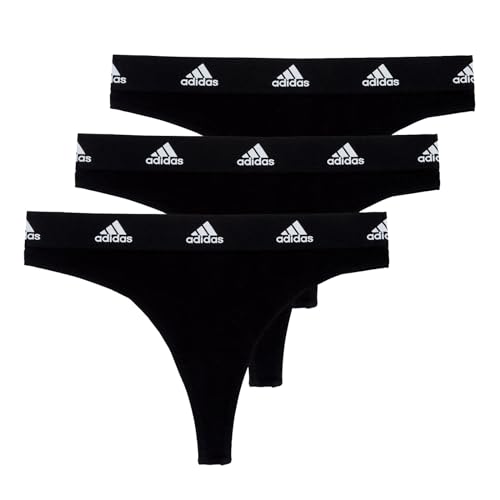 adidas Damen 3 Pck Thong Tangahöschen, 3X Black, XL von adidas