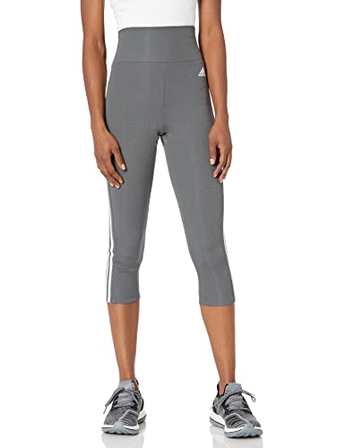 adidas Damen 3-Streifen 3/4 Tights Strumpfhose, Dark Grey Heather/White, Large von adidas