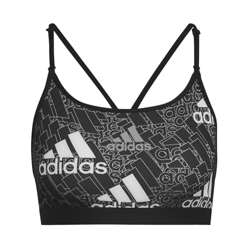 adidas Damen AER Ls Bl Sport-BH, schwarz/weiß, L von adidas