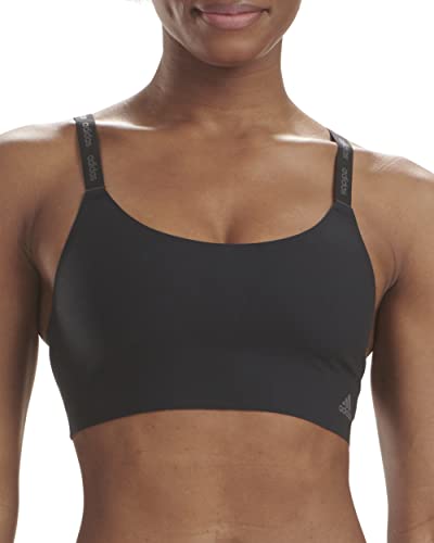 adidas Damen Active Micro Flex Lounge, kabellos, nahtlos Gepolsterter BH, Blickdicht, Schwarz/Schmiedeeisen, Large von adidas