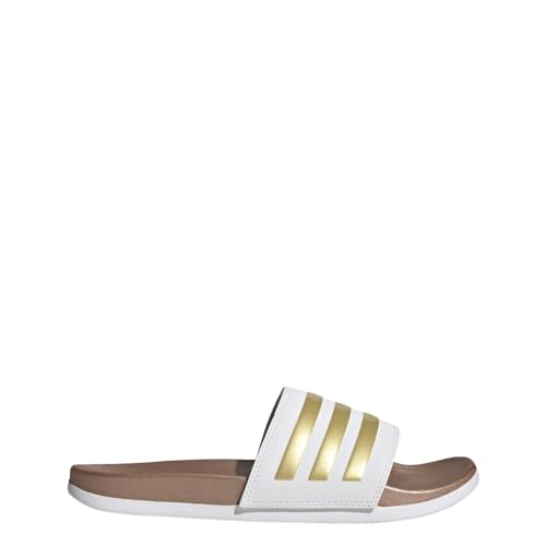 adidas Damen Adilette Comfort Sandalen Slide, Wei /Wei /Gold matt, 44 EU von adidas