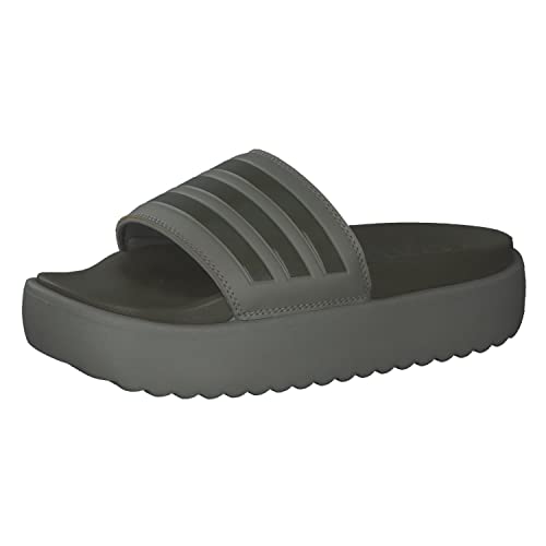 adidas Damen Adilette Plateau Slide Sandale, Silver Pebble / Olive Strata / Silver Pebble, 40 EU von adidas