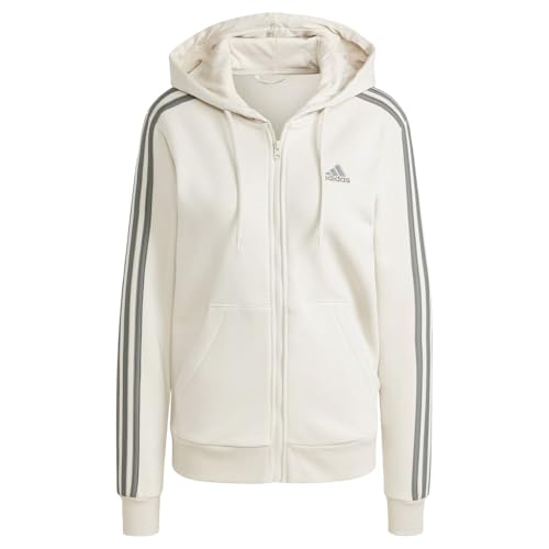 adidas Damen Essentials 3-Streifen Full Zip Fleece Hoodie, Aluminiumoxid, L von adidas