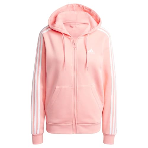 adidas Damen Essentials 3-Stripes Full Zip Fleece Hoodie Sportjacke, Semi Pink Spark, L von adidas