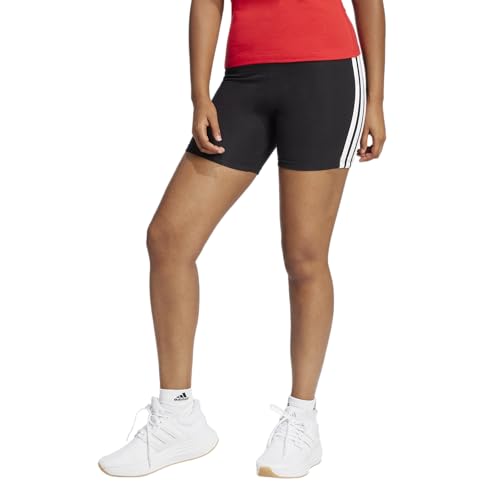 adidas Damen Essentials Biker 3 Streifen, Hohe Taille Shorts, Schwarz/Weiß, X-Klein adidas Damen Essentials Biker 3 Streifen, Hohe Taille Shorts, Schwarz/Weiß, X-Klein von adidas