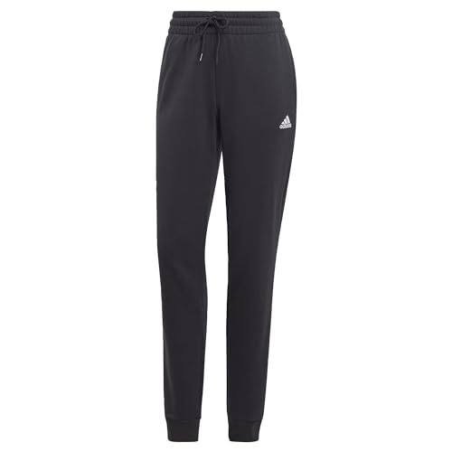 adidas Damen Essentials Linear French Terry Cuffed Joggers Hose, Schwarz/Weiß, XXL von adidas