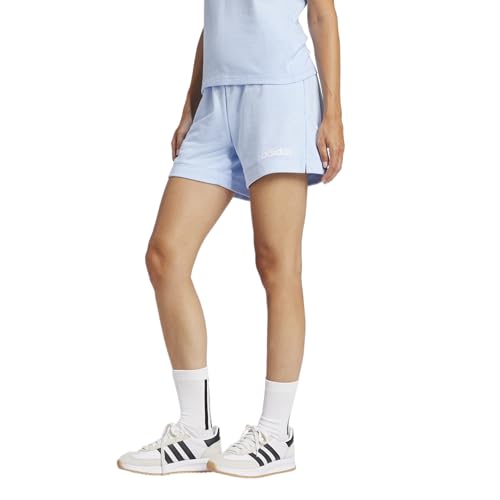 adidas Damen Essentials Linear French Terry Shorts, Blau/Weiß, Mittel von adidas